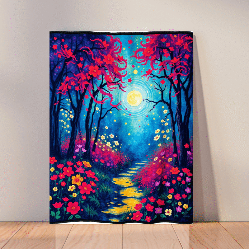 Moonpath Stillness - Fauvist Canvas Wall Art - Image 4