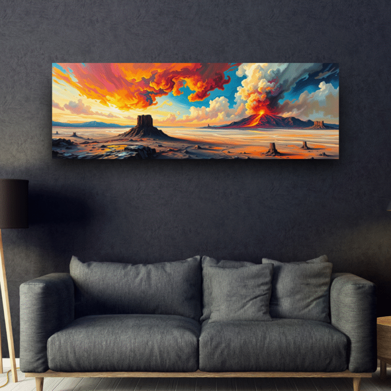 Inferno Divide - Cinematic Expressionist Landscape Canvas Art - Image 2