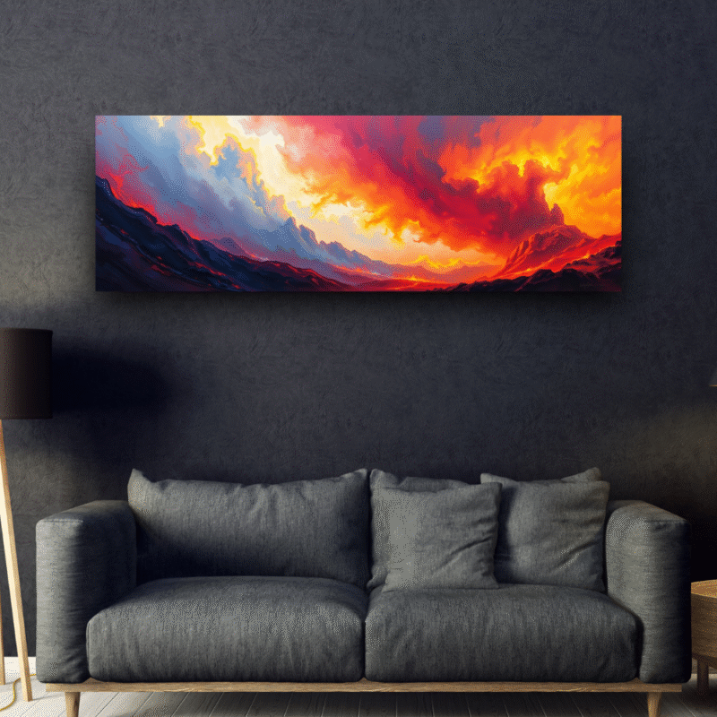 Molten Skies - Abstract Expressionist Mountain Canvas Wall Art - Image 2