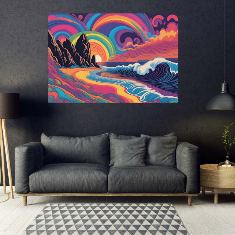 Cosmic Breaker - Hypercolor Dreamscape Ocean Canvas Art - Image 6