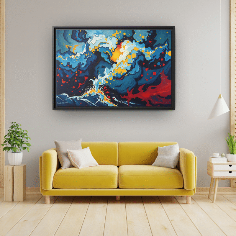 Ocean Burst | Contemporary Abstract Framed Canvas Wall Art - Image 5