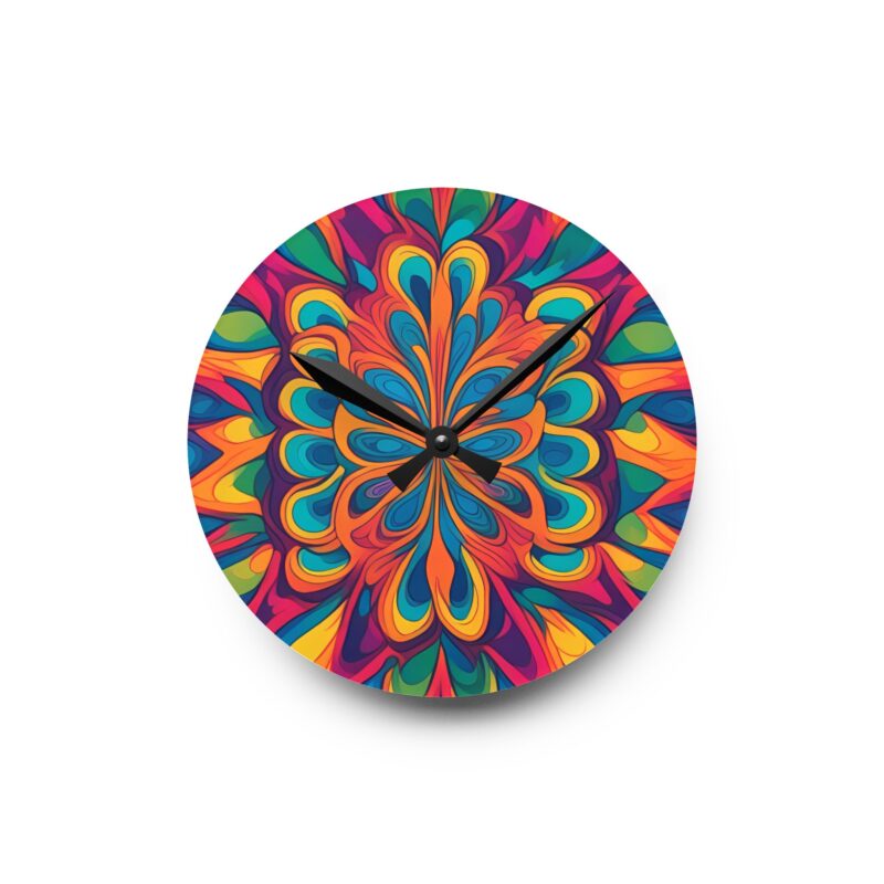 Kaleidoscope Mandala Psychedelic Acrylic Wall Clock - Image 2