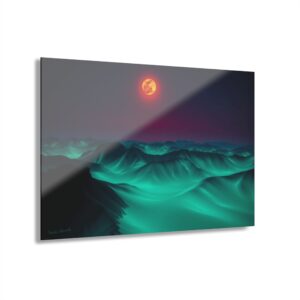 Fire Moon Summit | Snowy Mountain Acrylic Wall Art