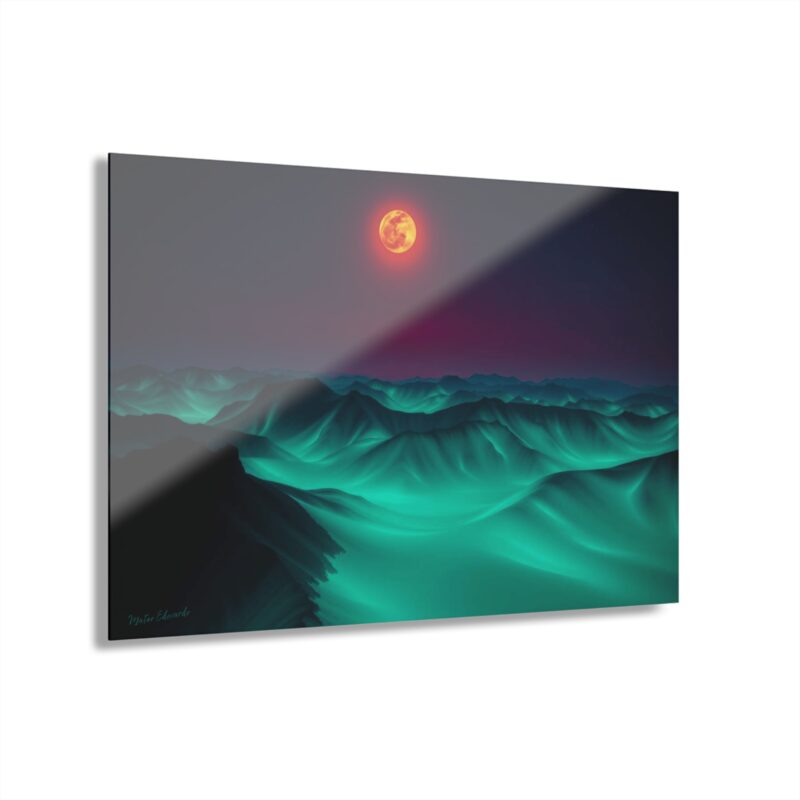 Fire Moon Summit | Snowy Mountain Acrylic Wall Art