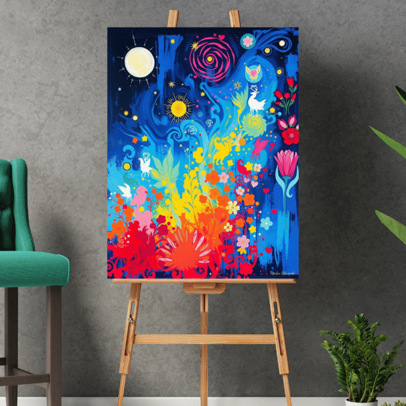 Starlight Garden - Whimsical Canvas Wall Art - Image 2