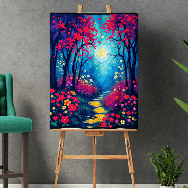 Moonpath Stillness - Fauvist Canvas Wall Art - Image 2