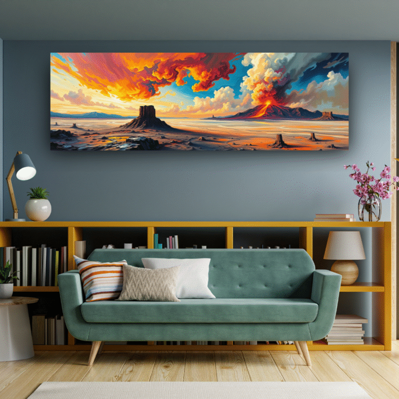 Inferno Divide - Cinematic Expressionist Landscape Canvas Art - Image 4