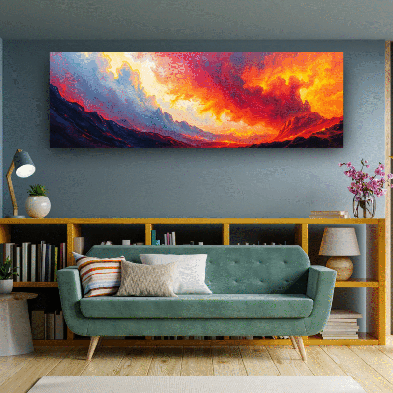 Molten Skies - Abstract Expressionist Mountain Canvas Wall Art - Image 4