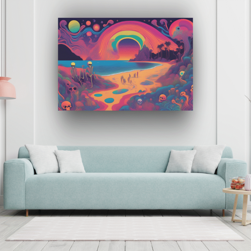 Eternal Shore - Chromatic Surreal Landscape Canvas Art - Image 2