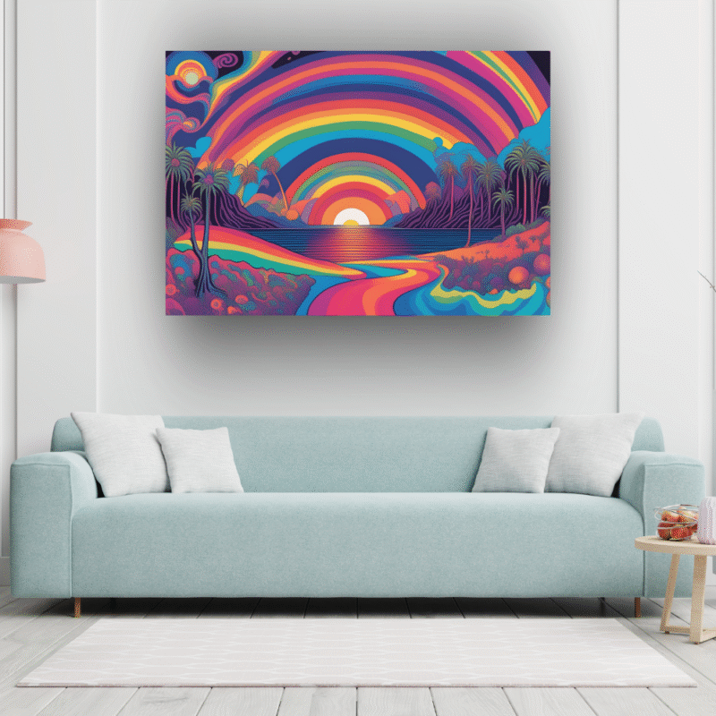 Rainbow Mirage - Psychedelic Canvas Wall Art - Image 2