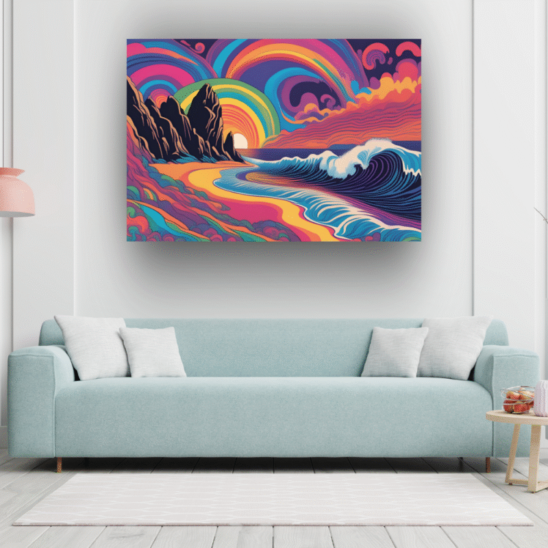 Cosmic Breaker - Hypercolor Dreamscape Ocean Canvas Art - Image 7