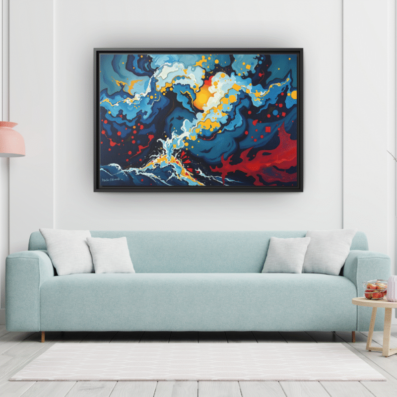Ocean Burst | Contemporary Abstract Framed Canvas Wall Art - Image 3