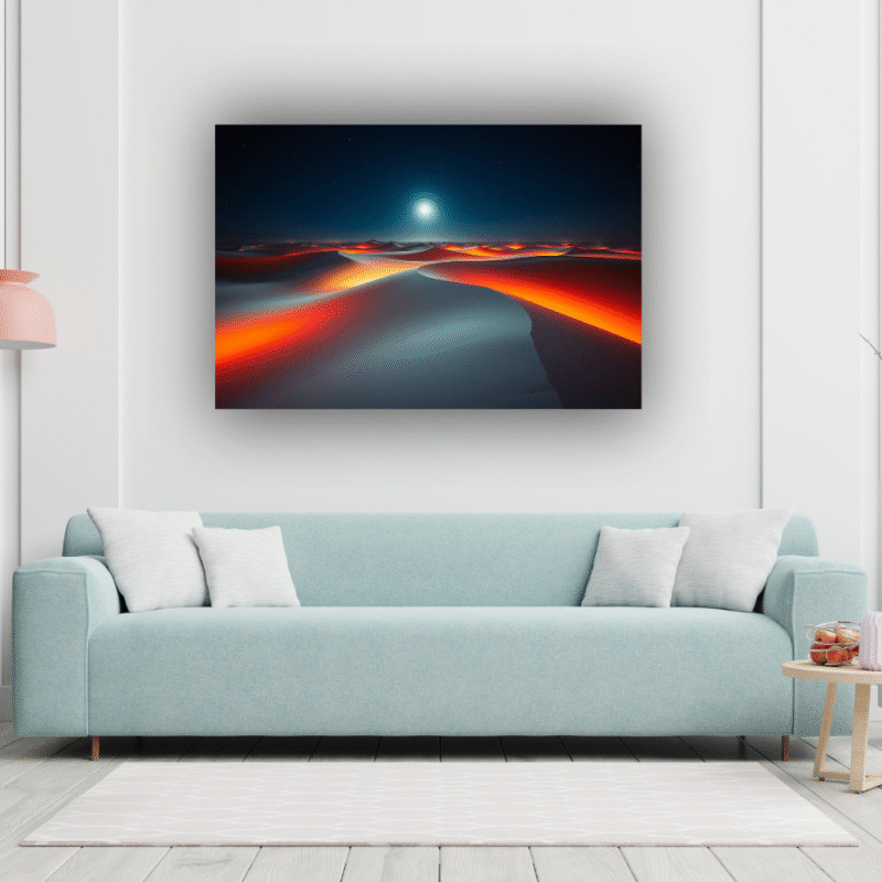 Fire Dune Valley | Glowing Desert Moon Acrylic Wall Art - Image 4