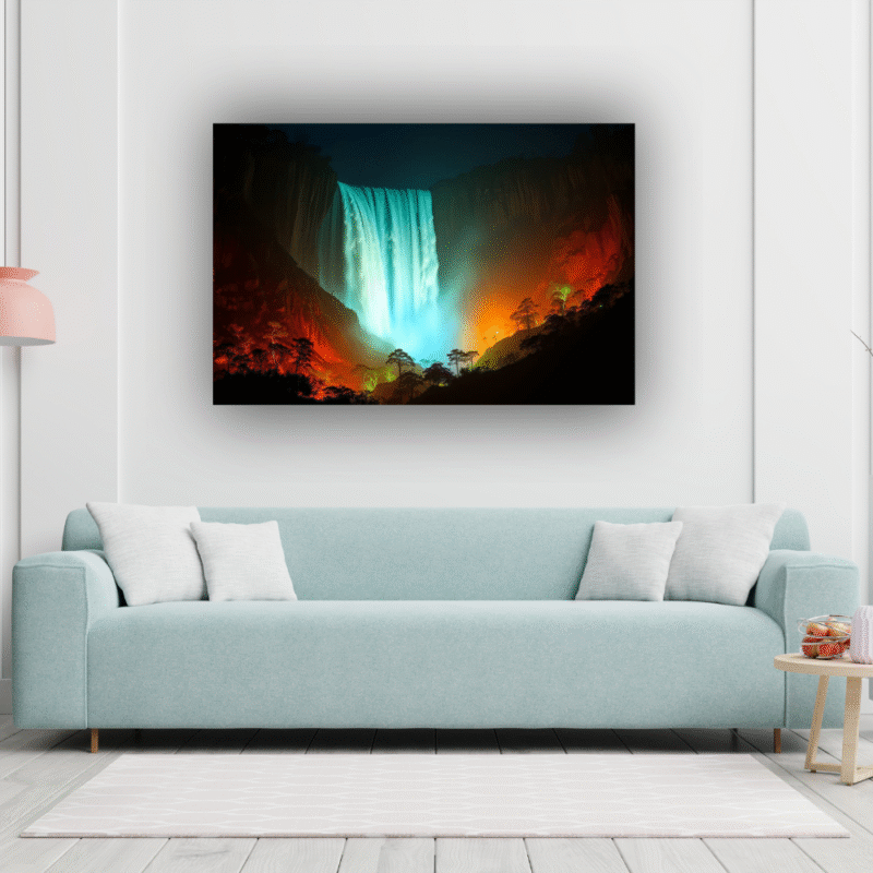 Mystic Falls Glow | Illuminated Waterfall Acrylic Art - Image 5