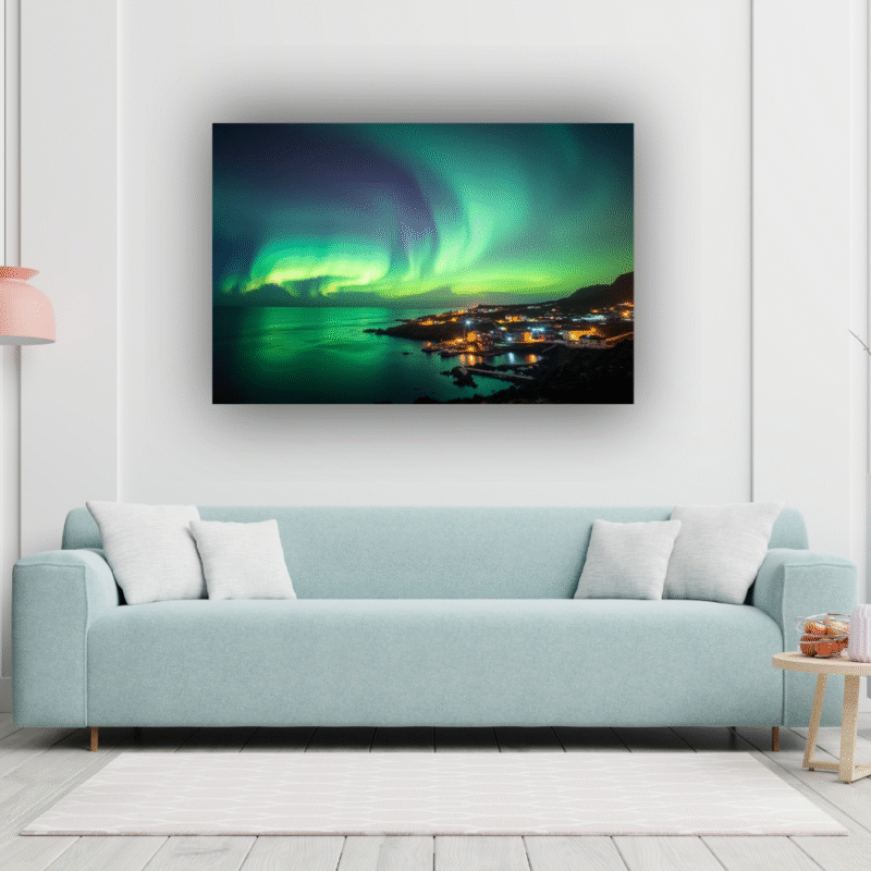 Aurora Village Lights | Northern Lights Acrylic Wall Art - Image 5