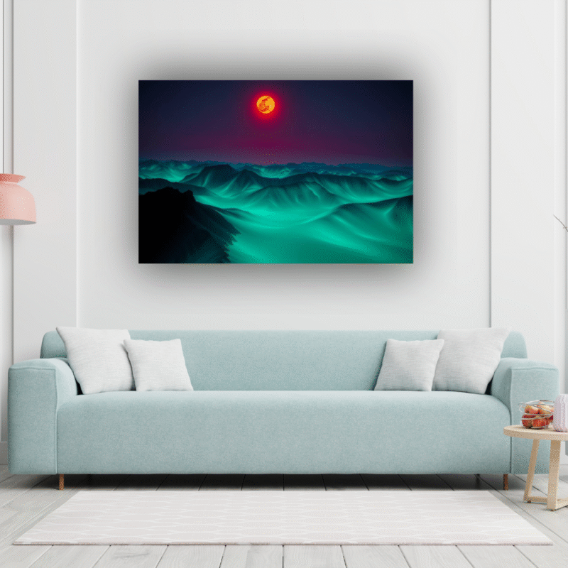 Fire Moon Summit | Snowy Mountain Acrylic Wall Art - Image 5