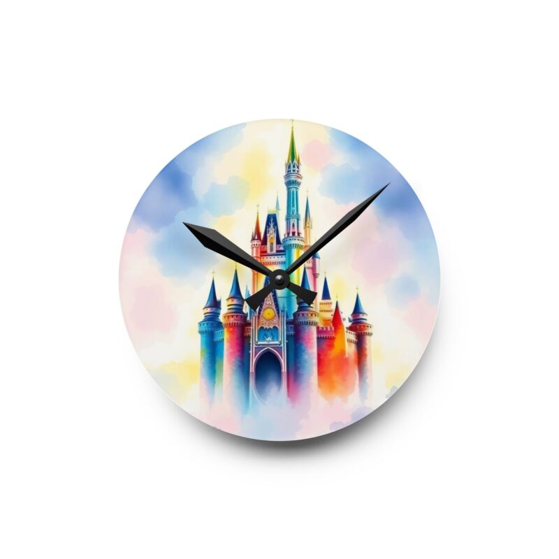 Glowing Palace Dreamscape Watercolor Acrylic Wall Clock - Image 2