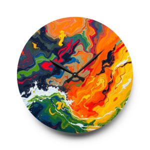 Fluid Chaos Abstract Pour Acrylic Wall Clock