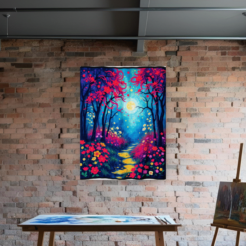 Moonpath Stillness - Fauvist Canvas Wall Art - Image 7
