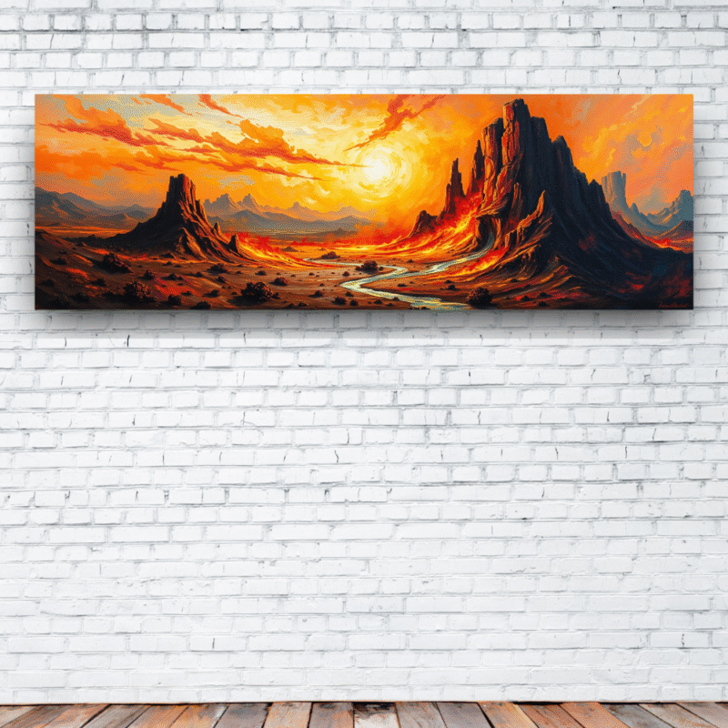 Molten Desert Valley - Landscape Canvas Wall Art - Image 3