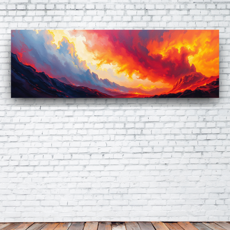Molten Skies - Abstract Expressionist Mountain Canvas Wall Art - Image 3