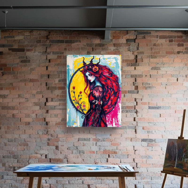 The Crowned Flame - Neo Symbolist Canvas Wall Art - Image 7