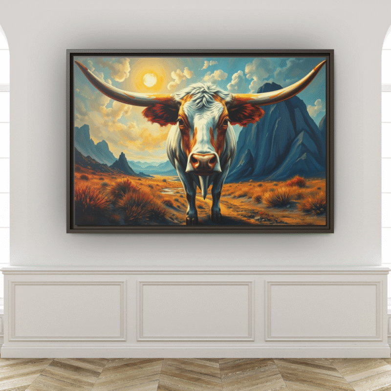 Highland Guardian | Texas Longhorn Framed Canvas Wall Art - Image 5