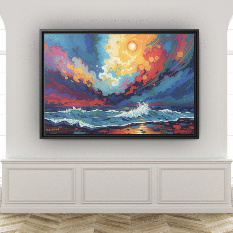 Aurora Tide | Vibrant Abstract Framed Canvas Wall Art - Image 4