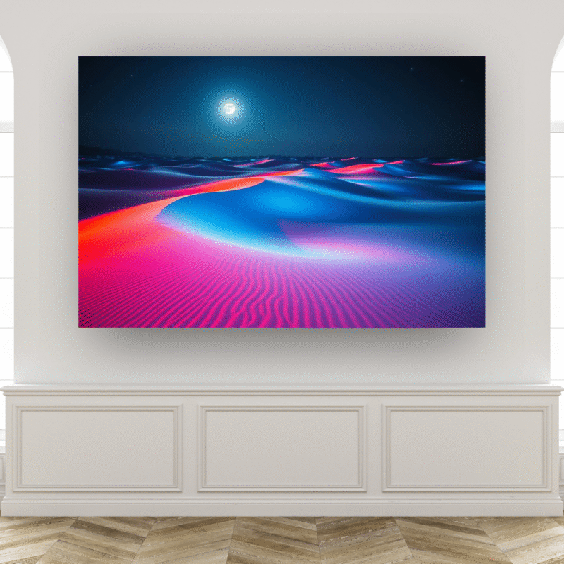 Neon Desert Moon | Glowing Sand Dunes Acrylic Wall Art - Image 7