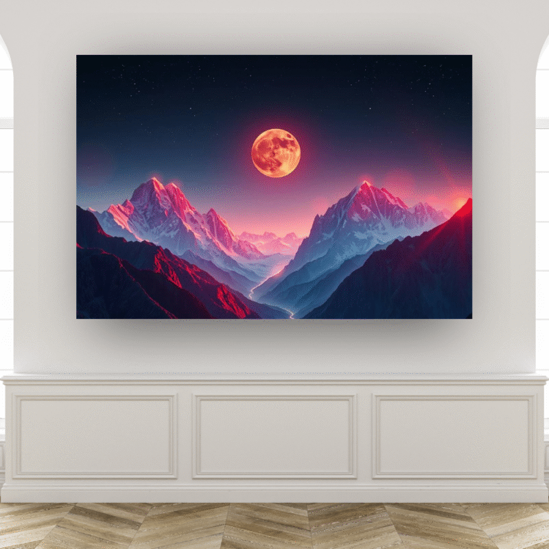 Crimson Moon Rising | Mountain Landscape Acrylic Wall Art - Image 7