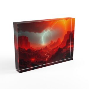 Lightning Canyon Storm | Red Desert Acrylic Photo Block