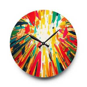 Kinetic Energy Burst Abstract Expressionist Acrylic Wall Clock