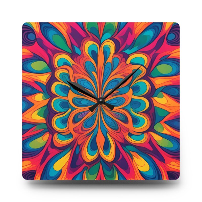 Kaleidoscope Mandala Psychedelic Acrylic Wall Clock - Image 3