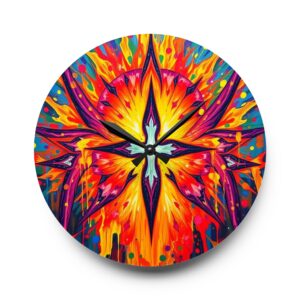 Divine Radiance Cross Abstract Acrylic Wall Clock