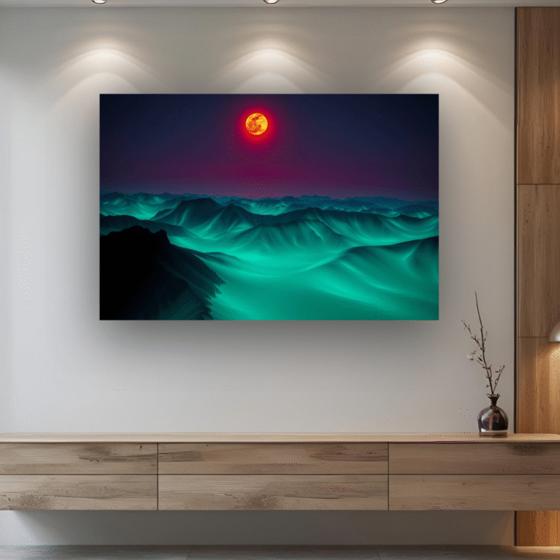 Fire Moon Summit | Snowy Mountain Acrylic Wall Art - Image 4