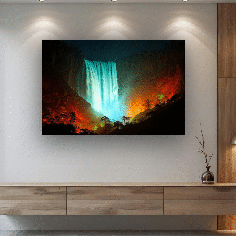 Mystic Falls Glow | Illuminated Waterfall Acrylic Art - Image 4