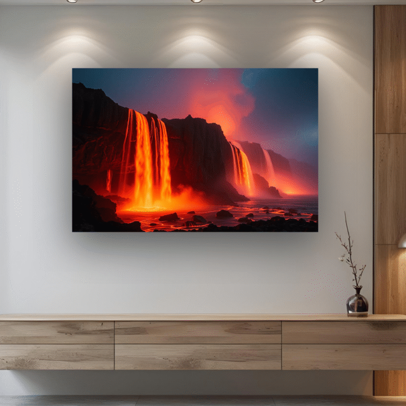 Fire Falls Cascade | Lava Waterfall Acrylic Wall Art - Image 4