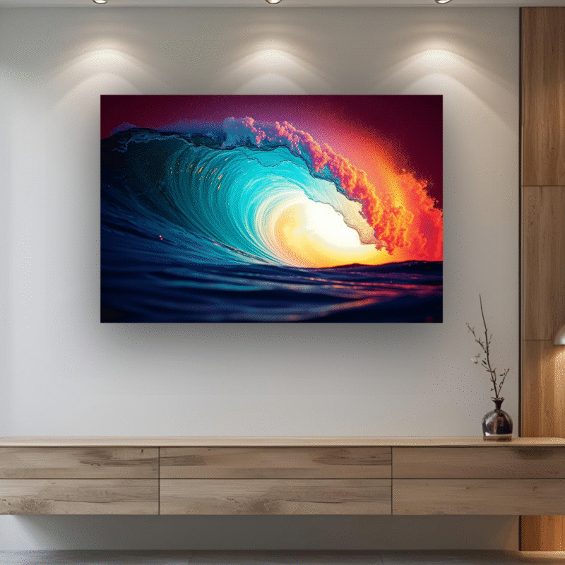 Fire Wave Tunnel | Ocean Surf Acrylic Wall Art - Image 4
