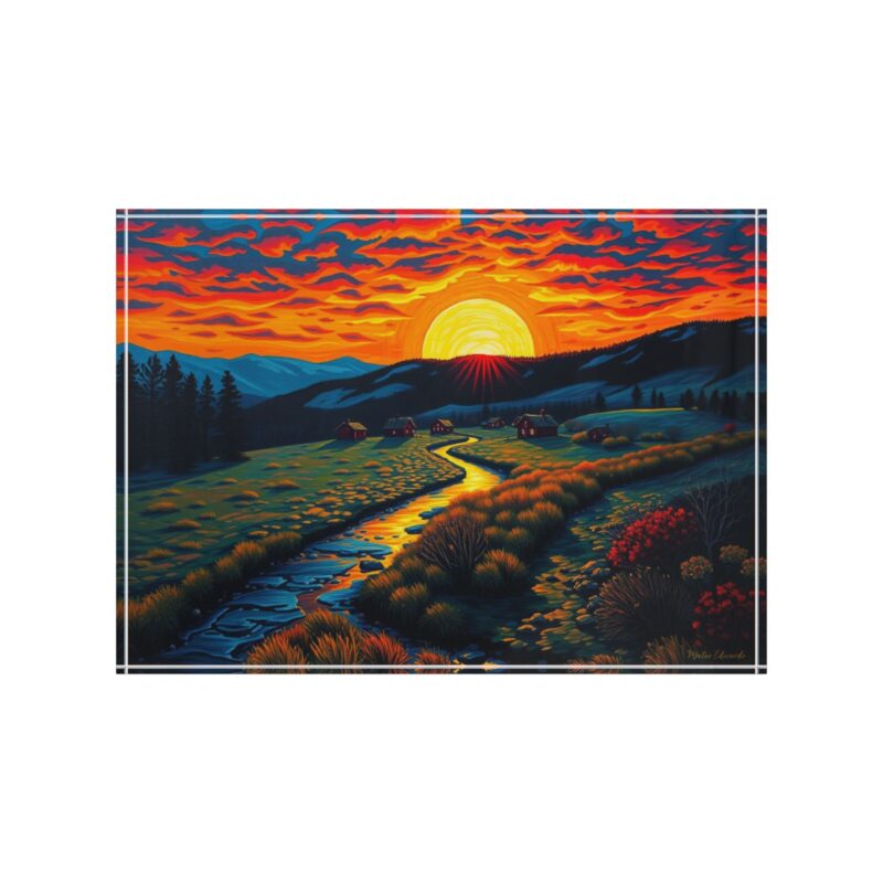 Fiery Mountain Stream Sunset | Art Photo Block - Image 2