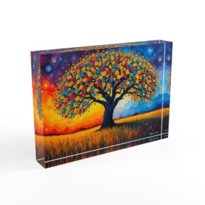 Rainbow Tree of Life | Colorful Autumn Acrylic Photo Block