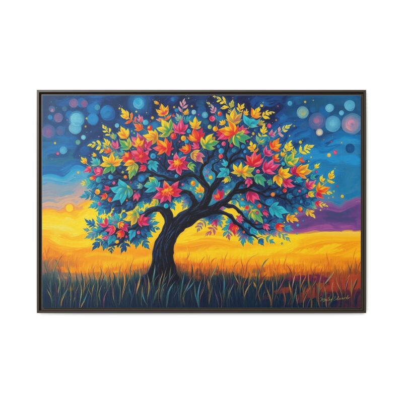Rainbow Tree | Whimsical Fantasy Framed Canvas Wall Art - Image 8